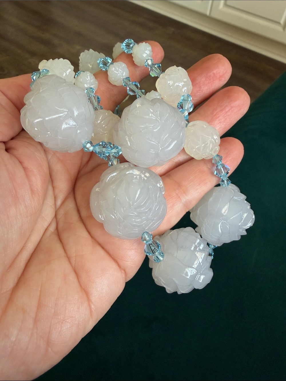 Tarina Tarantino Rare Chunky Ice Blue Roses 2 Strand Necklace - Picture 5 of 6